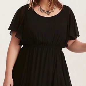 Torrid Black Chiffon Flutter Sleeve Skater Dress